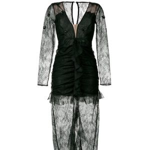 FOR LOVE AND LEMONS black ruched lace dress